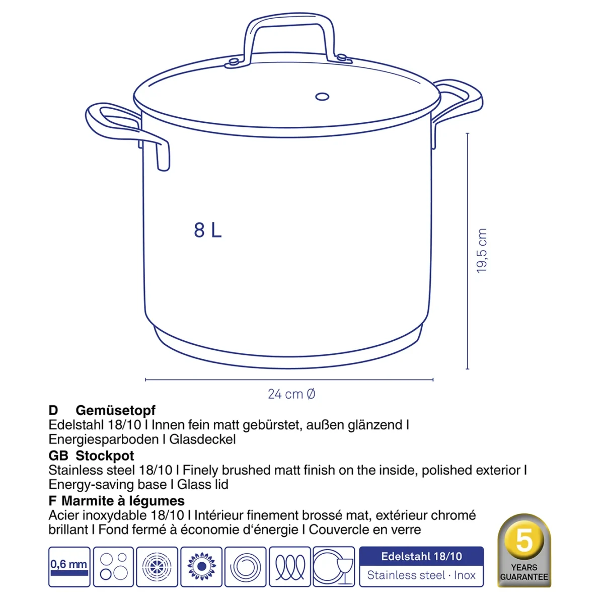 FLAVORIA Lonac sa poklopcem nerdjajuci celik - Image 5