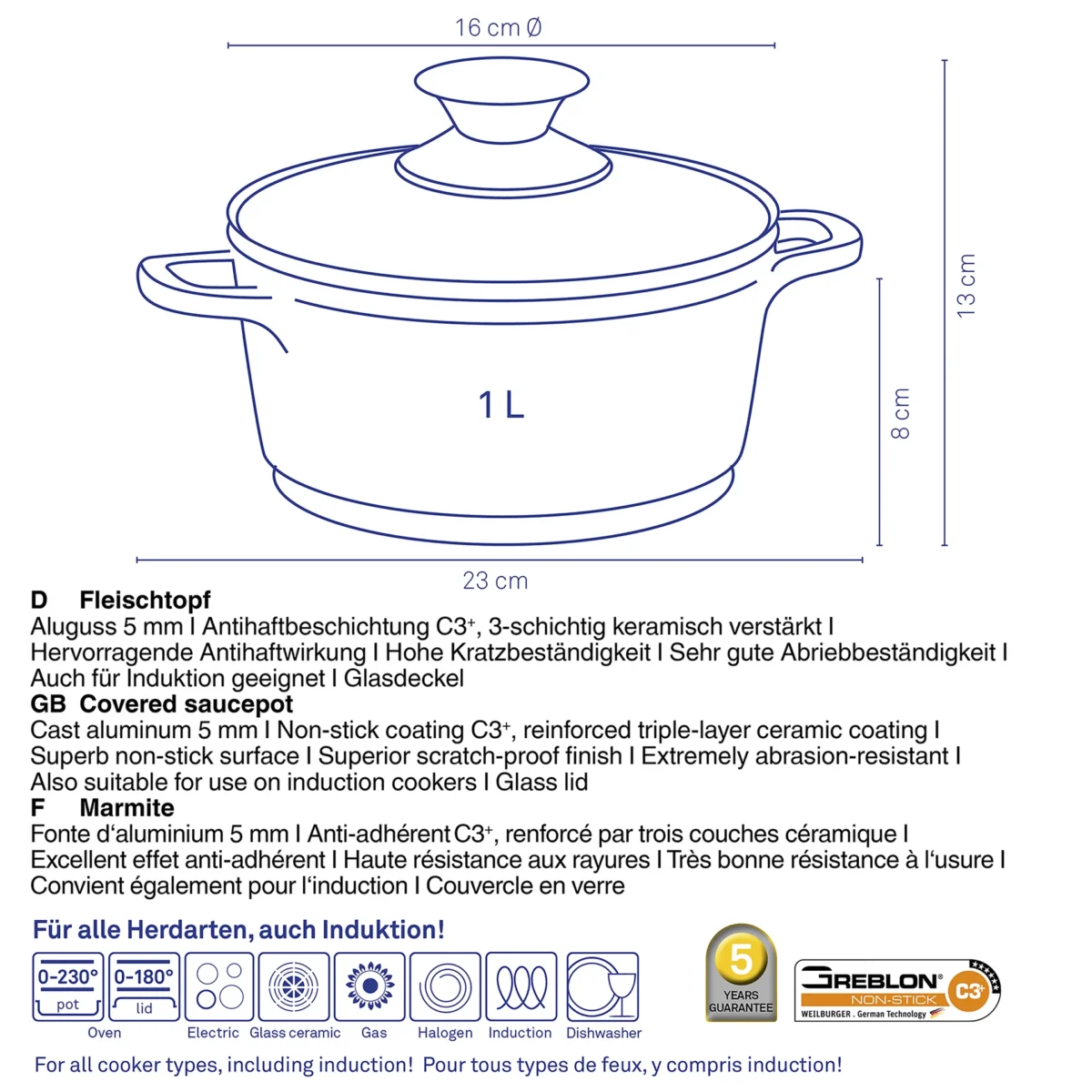 Kerros Serpa sa poklopcem aluminijum/staklo/greblon - Image 3