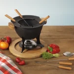 Country Fondue set djelova drvo,nerdjajuci celik - Image 3