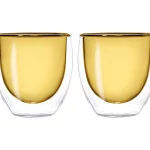 Set 2 solje sa duplim staklom borosilikatno staklo zuto