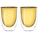 Set 2 solje sa duplim staklom borosilikatno staklo zuto
