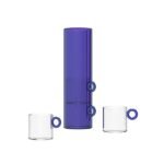 Set 4 solje sa drzacem borosilikatno staklo plava