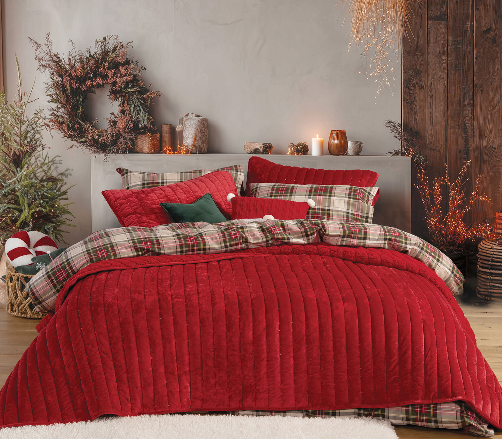 038797-1 SWEET RED Prekrivac za francuski krevet - Image 1