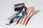 ORIGINAL Fatboy Lazy bag STRIPE ORANGE CREME OUTDOOR - Image 2
