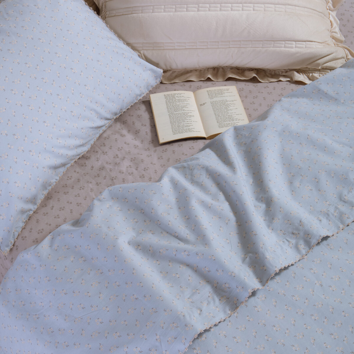 JUDITH Posteljina za francuski krevet sa plahtom i čaršavom na lastiku GREY/BLUE - Image 2