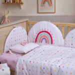 BABY DOTS Posteljina za krevetac sa plahtom i čaršavom ECRU/PINK - Image 3