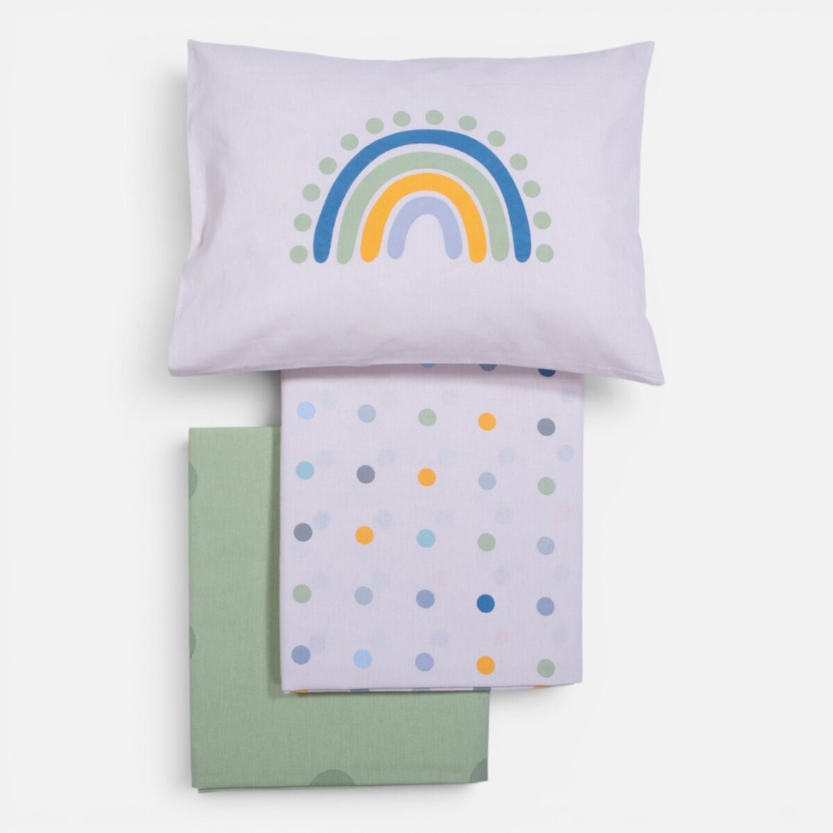 BABY DOTS Posteljina za krevetac sa plahtom i čaršavom ECRU/GREEN - Image 4