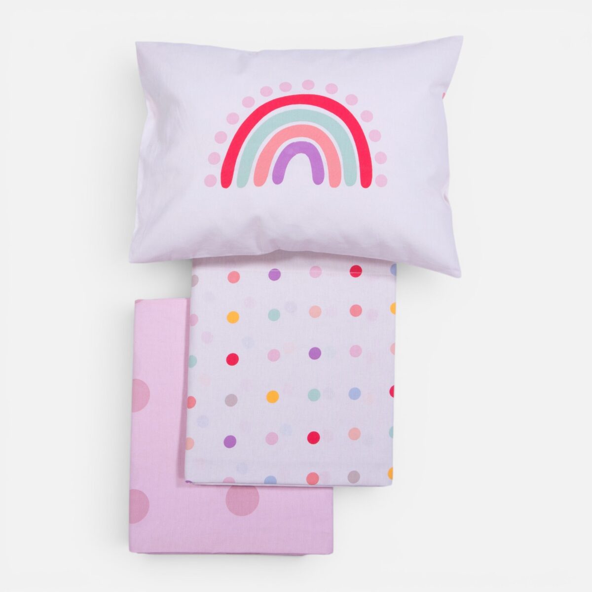 BABY DOTS Posteljina za krevetac sa plahtom i čaršavom ECRU/PINK - Image 4