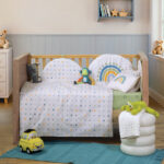 BABY DOTS Ogradica za krevetac ECRU/GREEN
