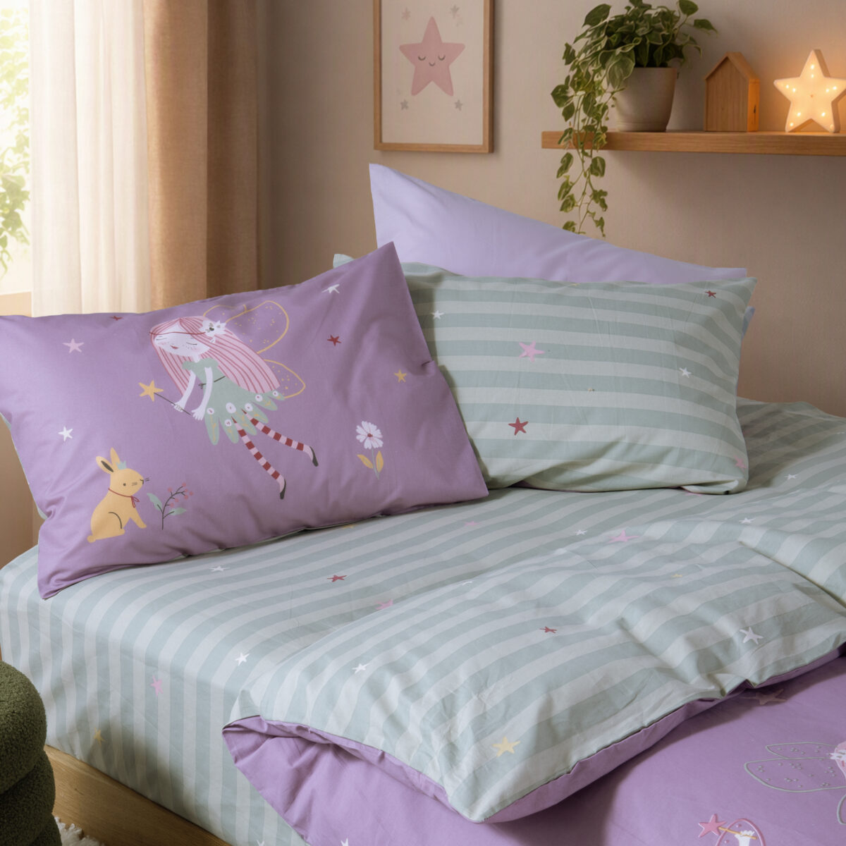 FAIRY TALE Posteljina za jedan krevet sa jorganskom navlakom PURPLE - Image 2