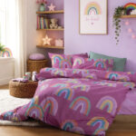 RAINBOW MOOD Posteljina za jedan krevet sa jorganskom navlakom FUCHSIA