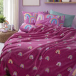 RAINBOW MOOD Ćebe za jedan krevet FUCHSIA