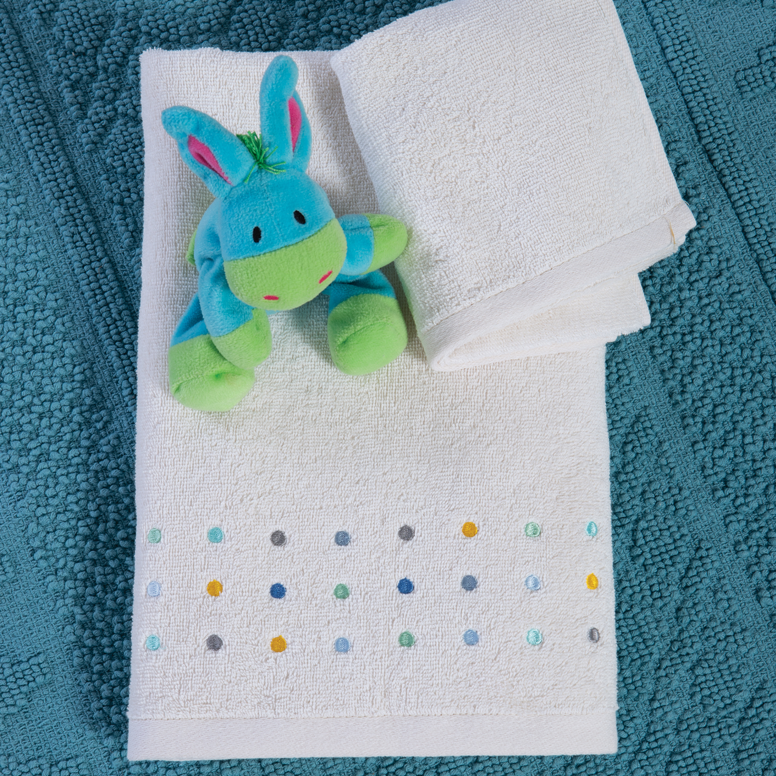 041054-2 DOTS Set 2 peškira ECRU/BLUE - Image 1