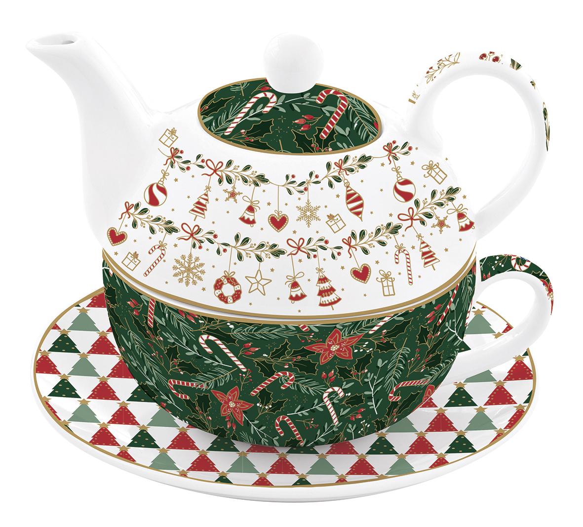 104 FACH FANCY CHRISTMAS Set za čaj za jednu osobu od porcelana - Image 1