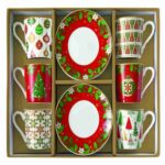 JINGLE BELLS Set 6 šoljica za kafu sa tacnama od porcelana - Image 4