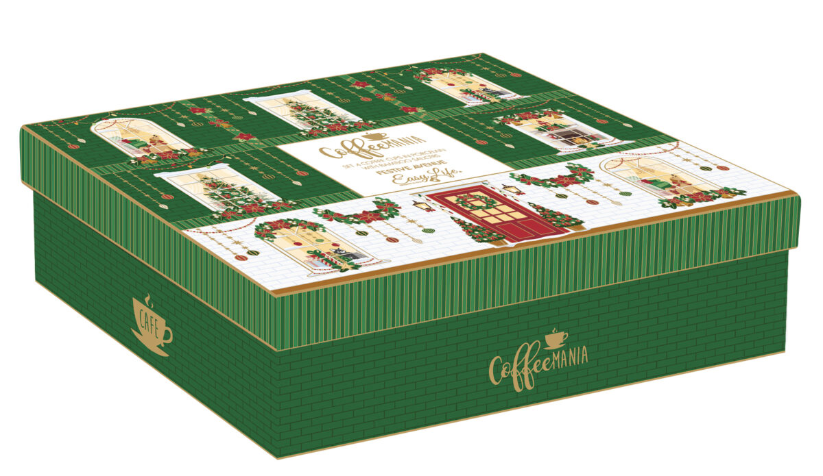 FESTIVE AVENUE Set 4 šoljice za kafu od porcelana sa tacnama od bambusa - Image 3