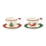 CHRISTMAS HERITAGE Set 2 šoljice za kafu sa tacnama od porcelana