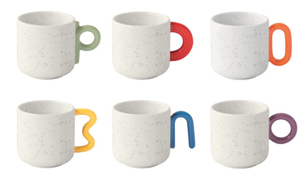 CREATIVE WHITE Set 6 šoljica za kafu od porcelana sa ručkama u boji