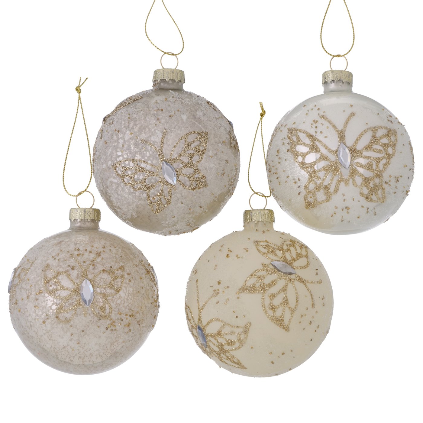 2082834- FLIGRO Novogodišnja kugla 4 varijante BEIGE/WHITE - Image 1