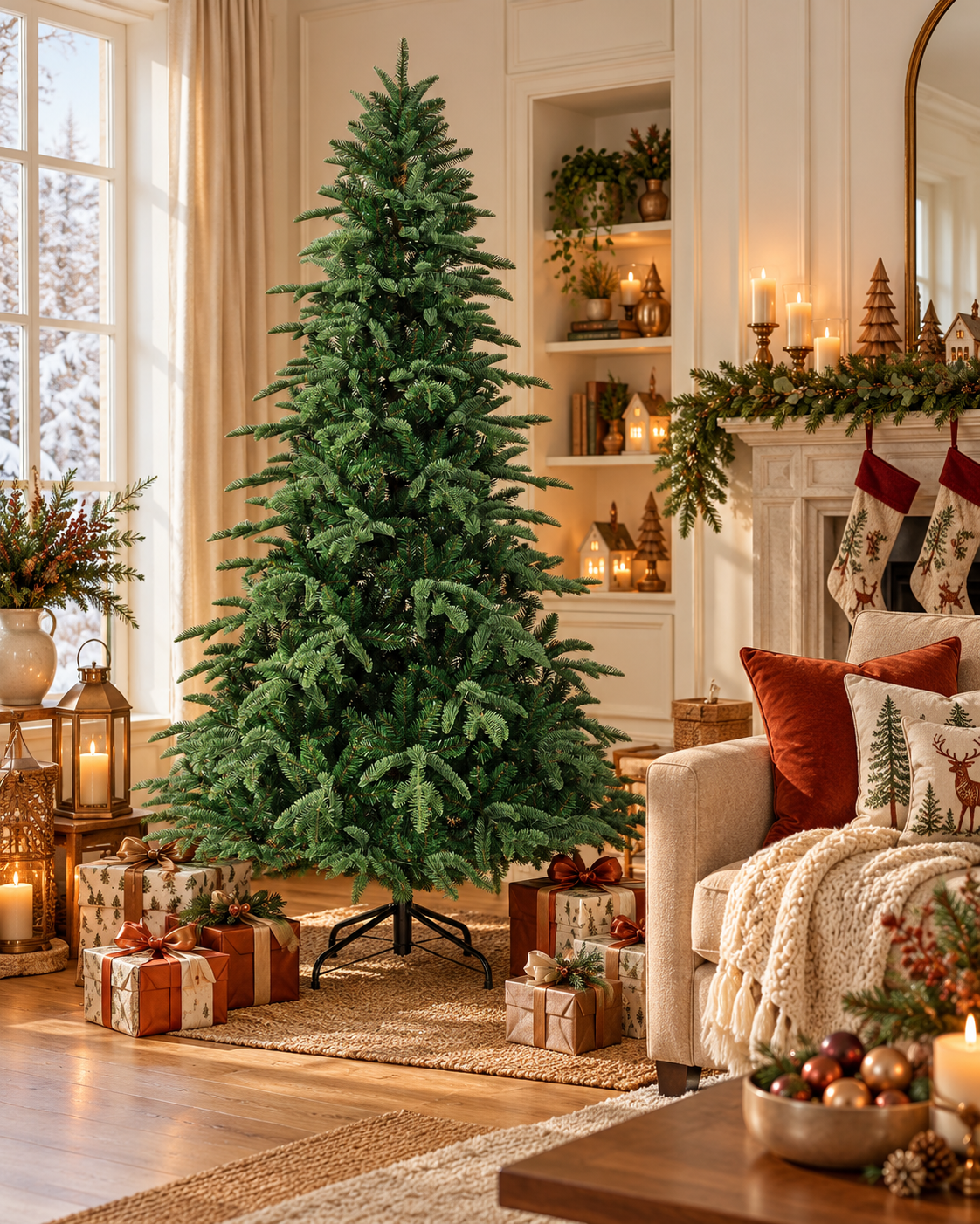 Bare Green Christmas Tree in Cozy Room-1 LEVI Jelka GREEN - Image 1